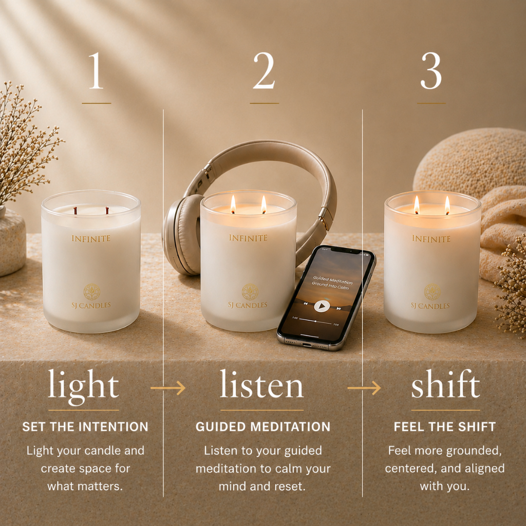 SJ Candles Intention Candle for Relaxation, Guided Meditation & Sound Frequencies
