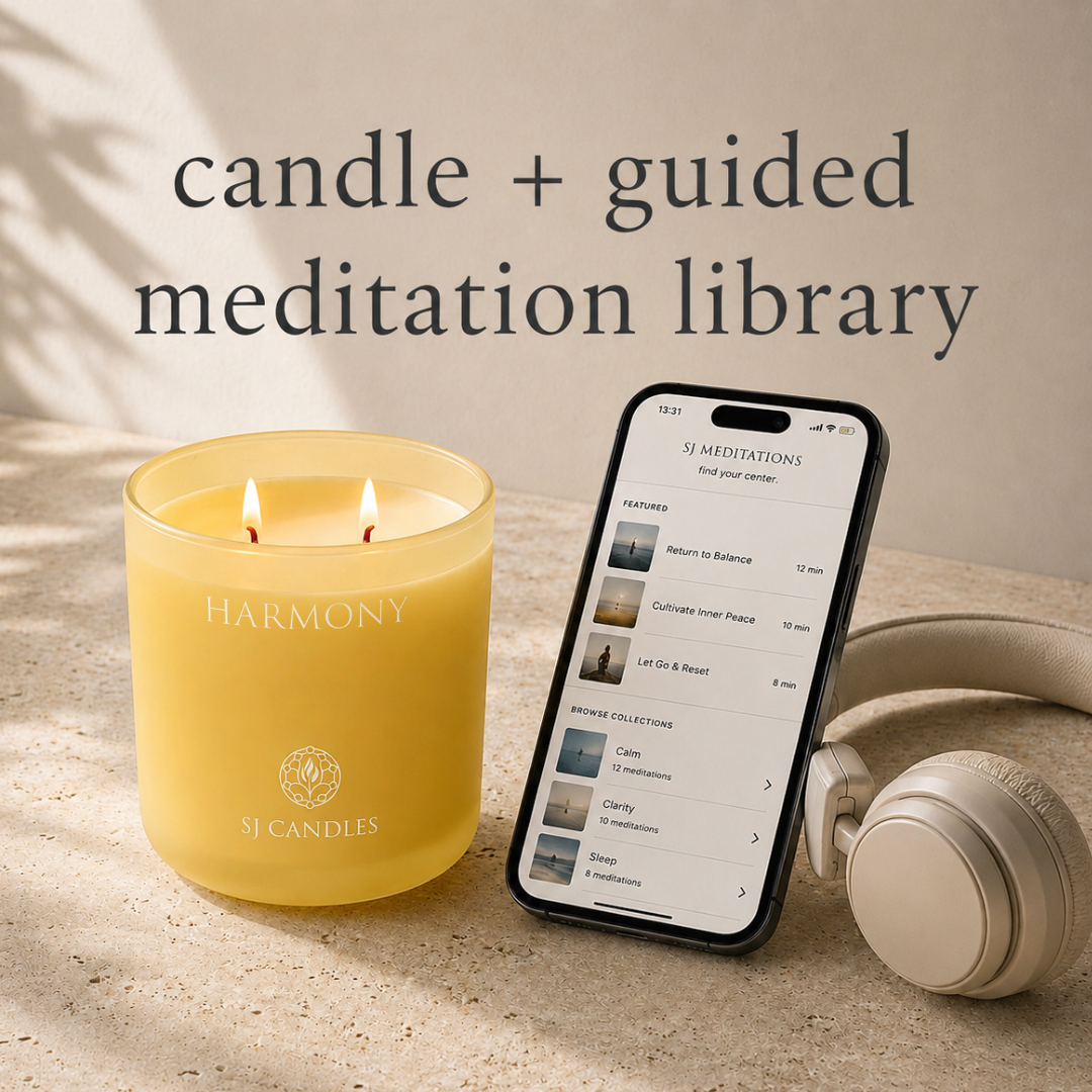 SJ Candles Intention Candle for Relaxation, Guided Meditation & Sound Frequencies
