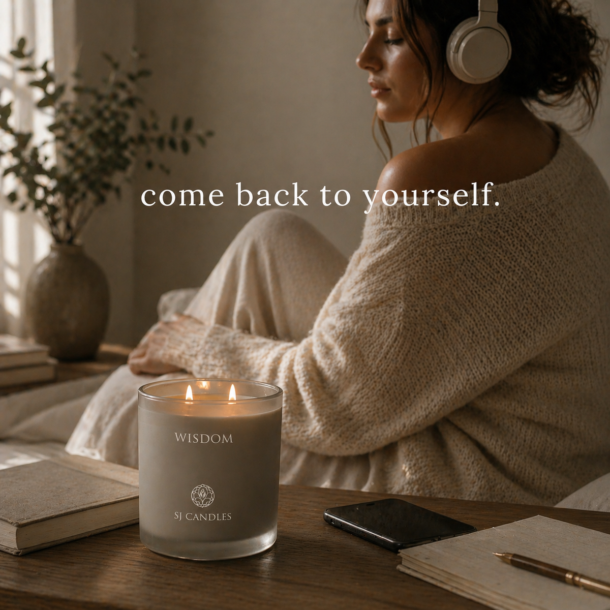 SJ Candles Intention Candle for Relaxation, Guided Meditation & Sound Frequencies